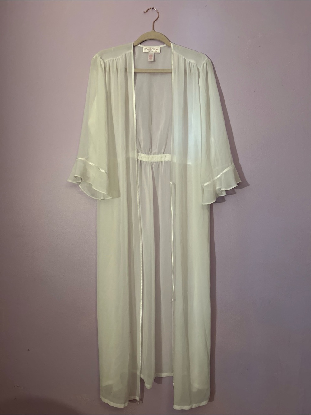 OSCAR DE LA RENTA Sheer Long Robe Kimono - Ivory by